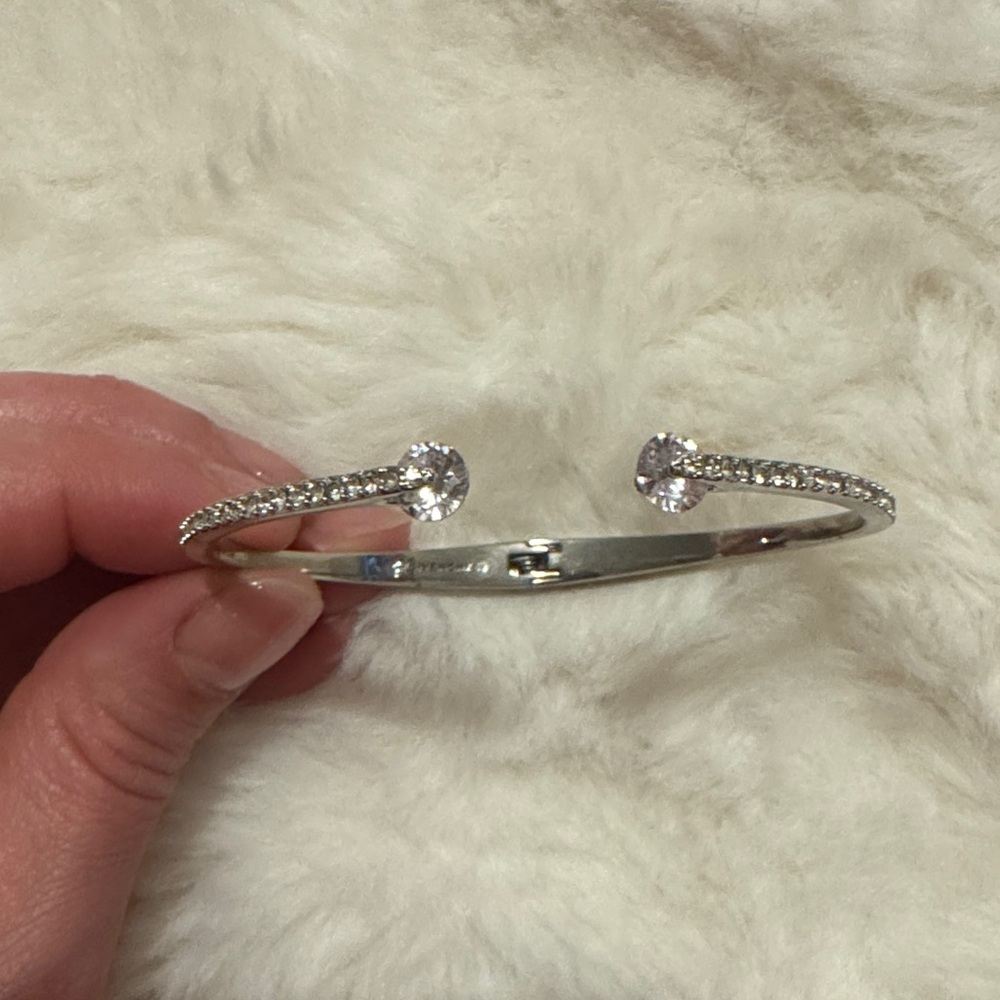 Givenchy Silver Crystal Open-Ended Cuff Bracelet